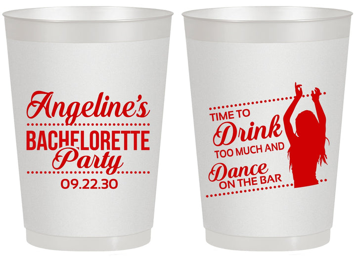 Personalized Bachelorette 20 oz Frosted Cups - Drink Dance On Bar | 60122