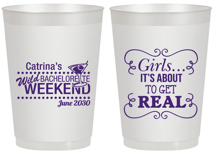 Personalized Bachelorette 20 oz Frosted Cups - About To Get Real | 60123