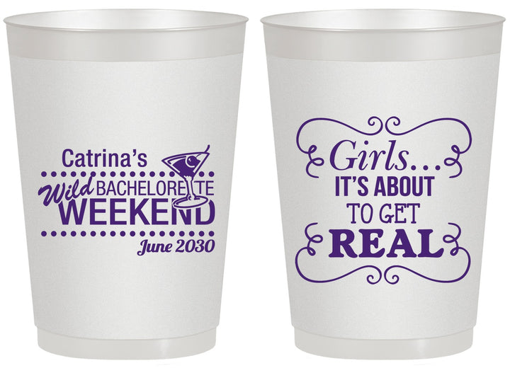 Personalized Bachelorette 20 oz Frosted Cups - About To Get Real | 60123