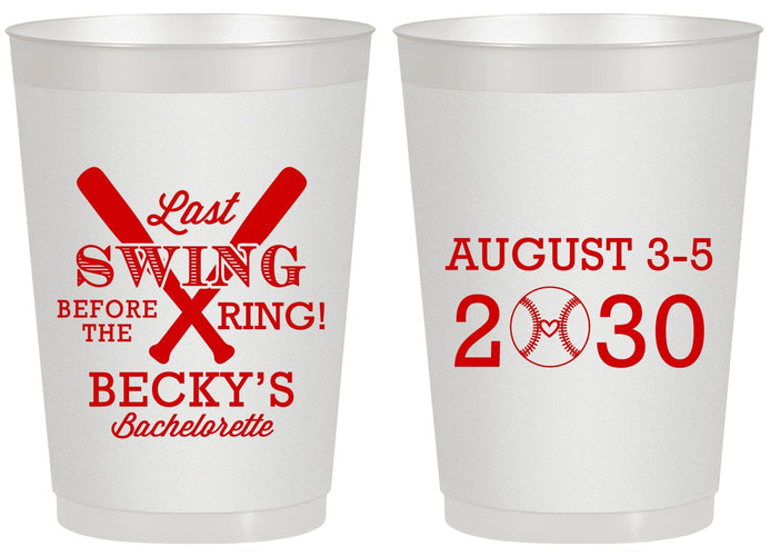 Personalized Bachelorette 20 oz Frosted Cups - Last Swing Before Ring | 60127