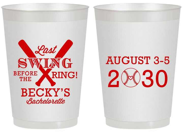 Personalized Bachelorette 20 oz Frosted Cups - Last Swing Before Ring | 60127