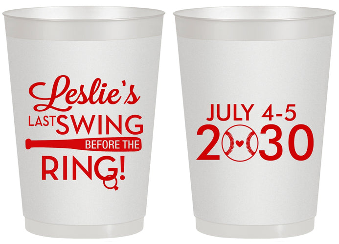 Personalized Bachelorette 20 oz Frosted Cups - Last Swing Before Ring | 60128