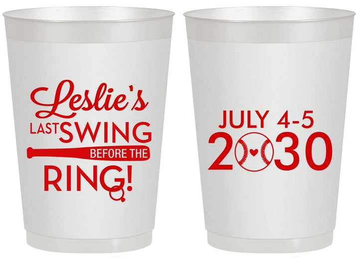 Personalized Bachelorette 20 oz Frosted Cups - Last Swing Before Ring | 60128