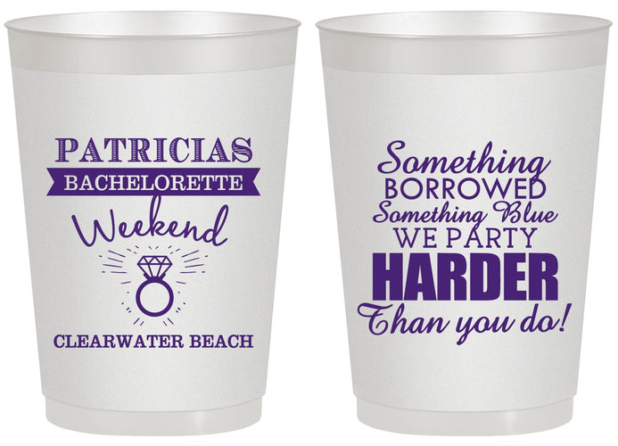 Personalized Bachelorette 20 oz Frosted Cups - Something Borrowed | 60130