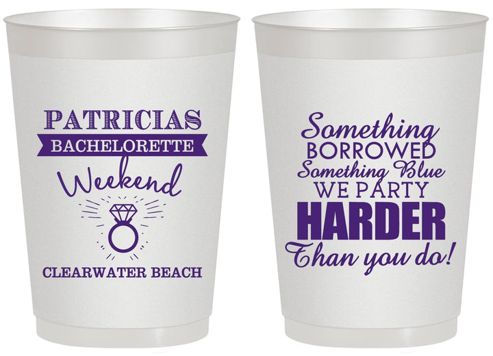 Personalized Bachelorette 20 oz Frosted Cups - Something Borrowed | 60130