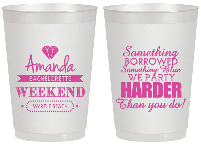 Personalized Bachelorette 20 oz Frosted Cups - Something Borrowed | 60131