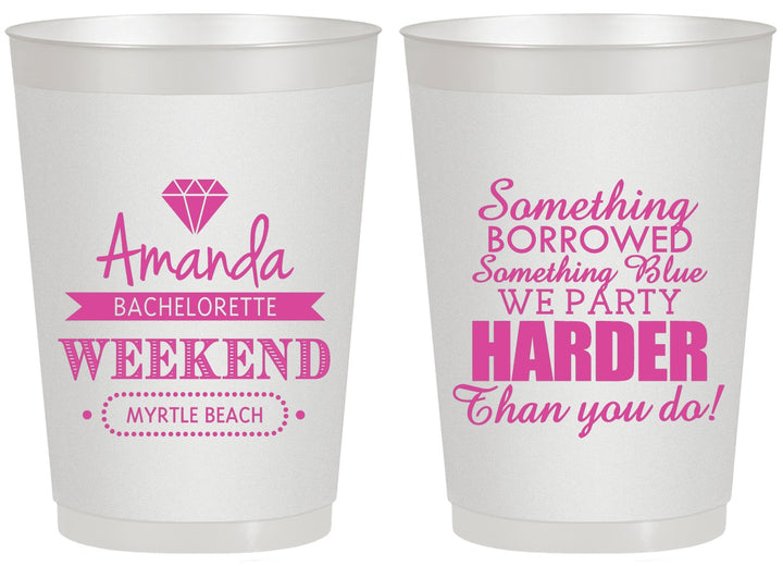 Personalized Bachelorette 20 oz Frosted Cups - Something Borrowed | 60131