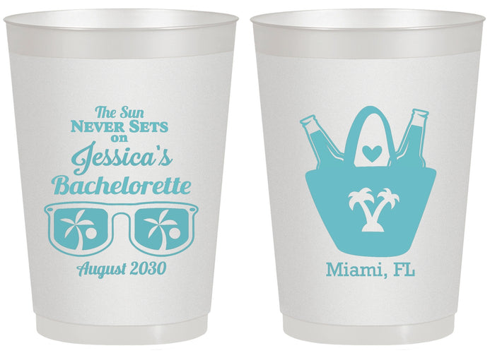 Personalized Bachelorette 20 oz Frosted Cups - Beach Sun Never Sets | 60136