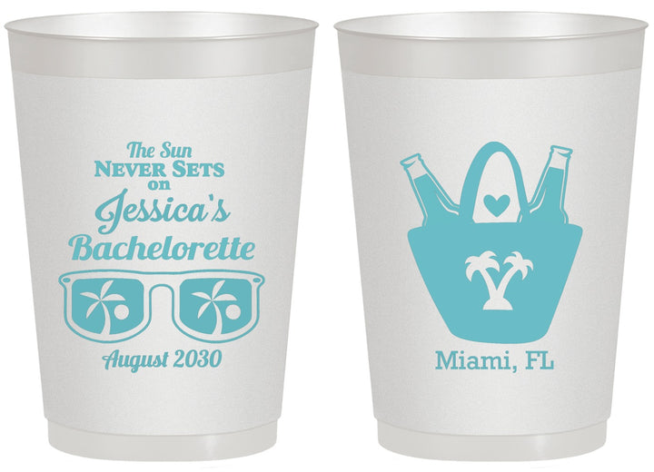 Personalized Bachelorette 20 oz Frosted Cups - Beach Sun Never Sets | 60136