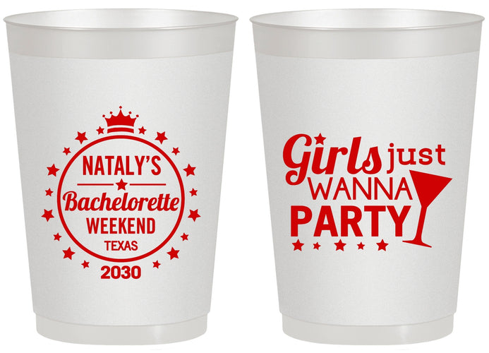 Personalized Bachelorette 20 oz Frosted Cups - Girls Just Wanna Party | 60139