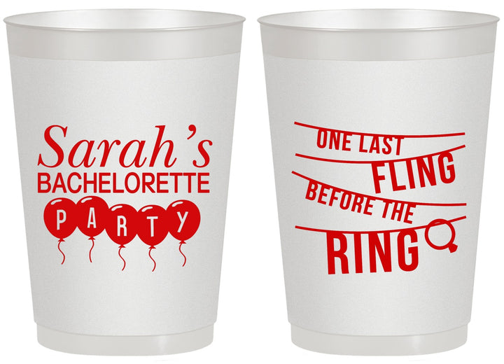 Personalized Bachelorette 20 oz Frosted Cups - Last Fling Before Rings | 60140