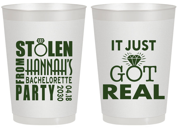 Personalized Bachelorette 20 oz Frosted Cups - Just Got Real | 60141