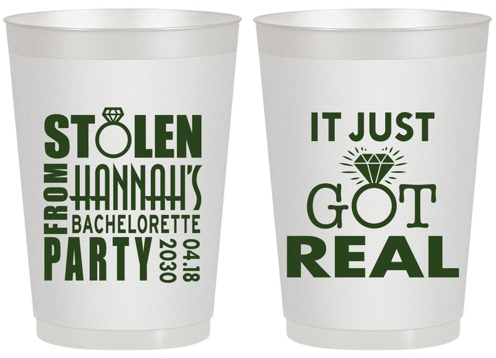 Personalized Bachelorette 20 oz Frosted Cups - Just Got Real | 60141