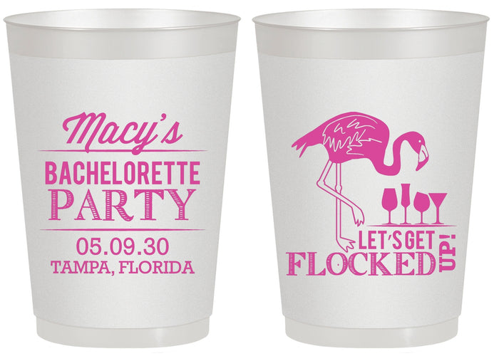 Personalized Bachelorette 20 oz Frosted Cups - Lets Get Flocked Up | 60143