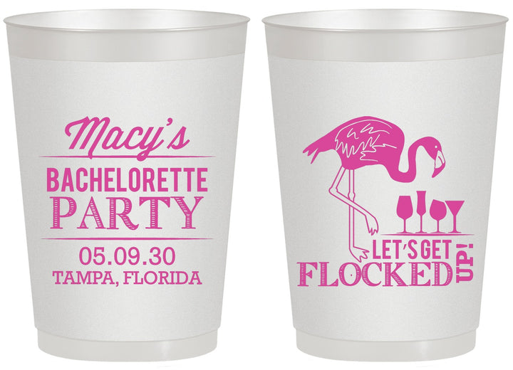 Personalized Bachelorette 20 oz Frosted Cups - Lets Get Flocked Up | 60143