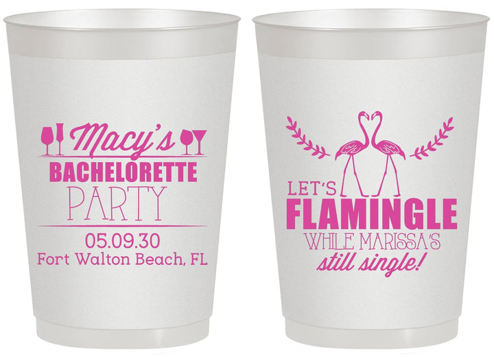 Personalized Bachelorette 20 oz Frosted Cups - Lets Flamingle Still Single | 60144
