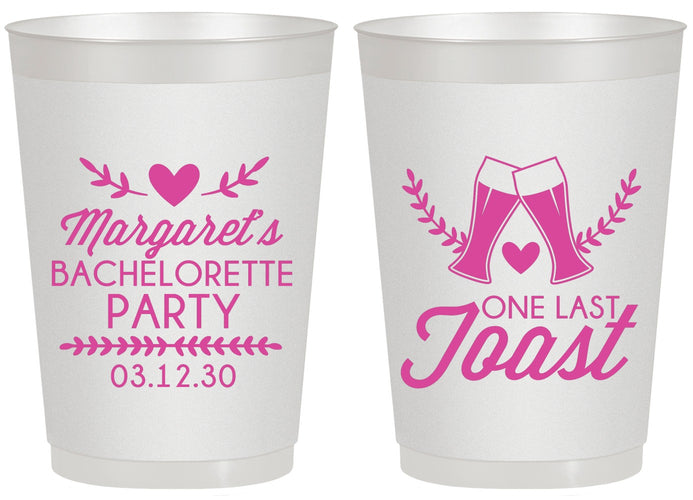Personalized Bachelorette 20 oz Frosted Cups - One Last Toast | 60147