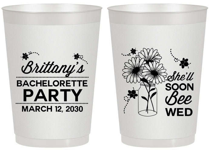 Personalized Bachelorette 20 oz Frosted Cups - She Will Soon Bee Wed | 60151