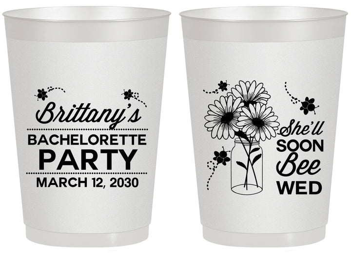 Personalized Bachelorette 20 oz Frosted Cups - She Will Soon Bee Wed | 60151