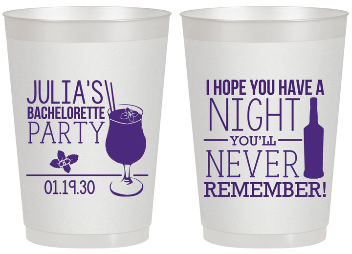 Personalized Bachelorette 20 oz Frosted Cups - Night Never Remember | 60160