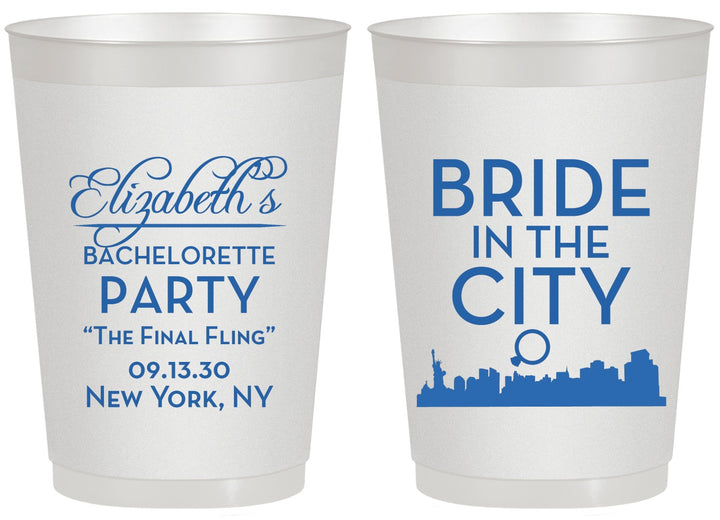 Personalized Bachelorette 20 oz Frosted Cups - New York | 60162