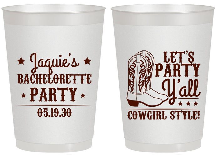 Personalized Bachelorette 20 oz Frosted Cups - Cowgirl Boots | 60163