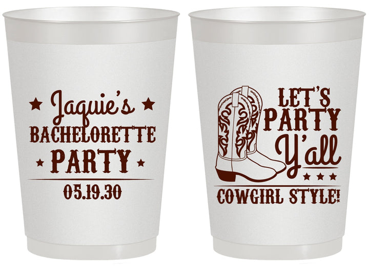 Personalized Bachelorette 20 oz Frosted Cups - Cowgirl Boots | 60163