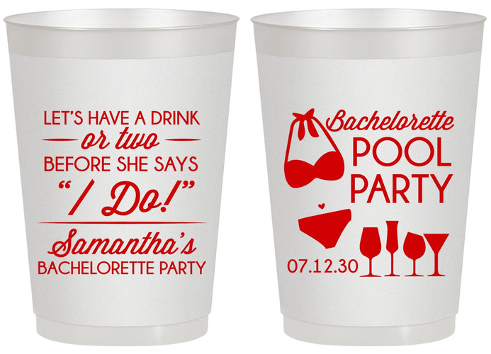 Personalized Bachelorette 20 oz Frosted Cups - Pool Party | 60167