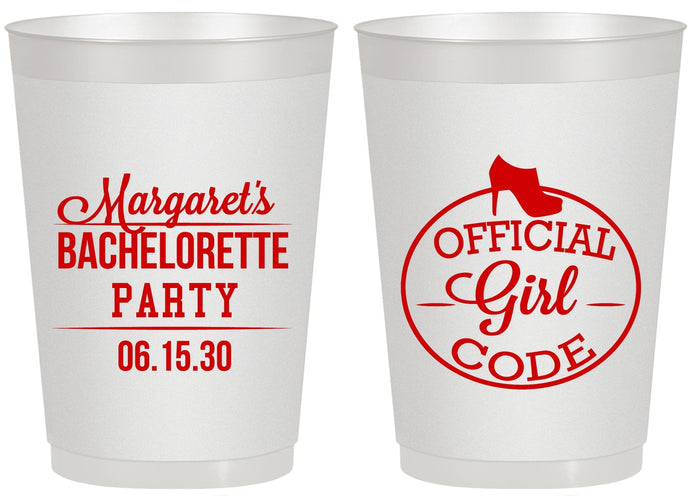 Personalized Bachelorette 20 oz Frosted Cups - Official Girl Code | 60176