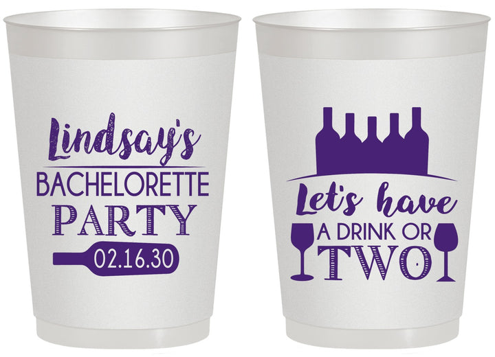 Personalized Bachelorette 20 oz Frosted Cups - Wine Drink Or Two | 60178