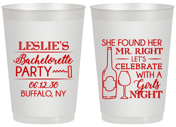 Personalized Bachelorette 20 oz Frosted Cups - Mr Right Girls Night | 60180