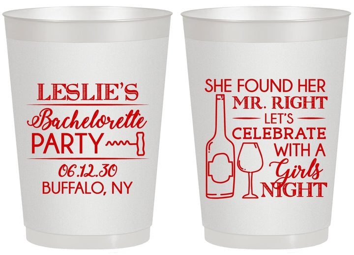 Personalized Bachelorette 20 oz Frosted Cups - Mr Right Girls Night | 60180