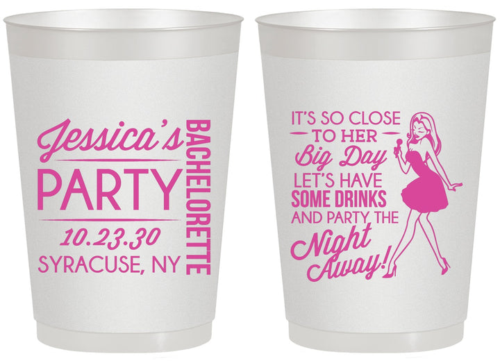 Personalized Bachelorette 20 oz Frosted Cups - Drink The Night Away | 60182