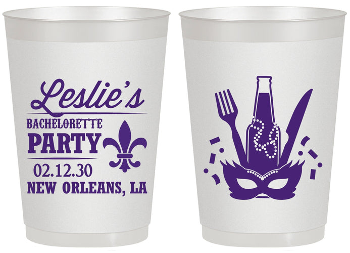 Personalized Bachelorette 20 oz Frosted Cups - Mardi Gras | 60185