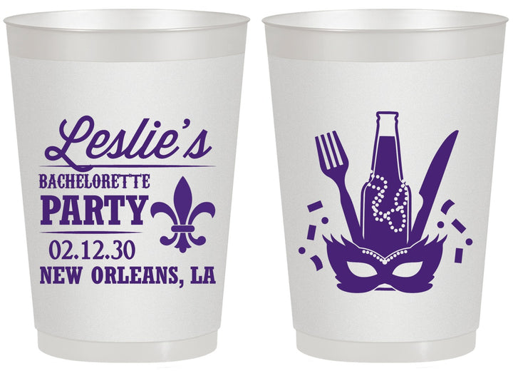 Personalized Bachelorette 20 oz Frosted Cups - Mardi Gras | 60185