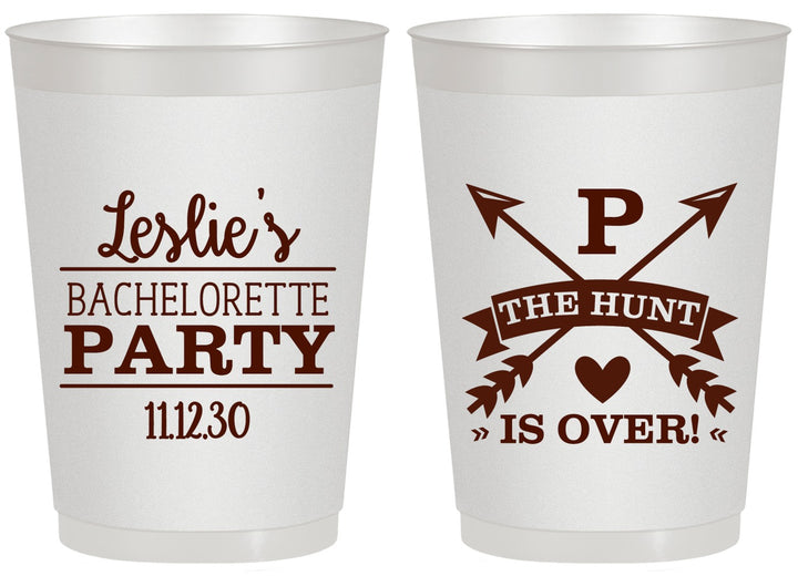 Personalized Bachelorette 20 oz Frosted Cups - The Hunt Is Over | 60186