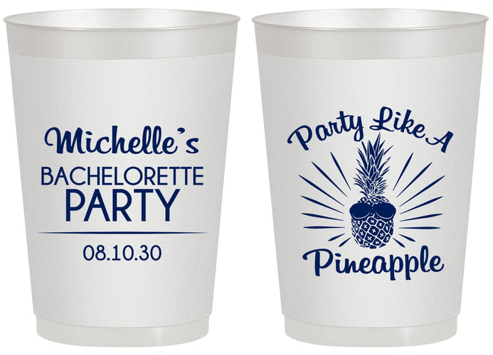 Personalized Bachelorette 20 oz Frosted Cups - Party Like A Pineapple | 60193