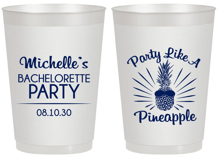 Personalized Bachelorette 20 oz Frosted Cups - Party Like A Pineapple | 60193