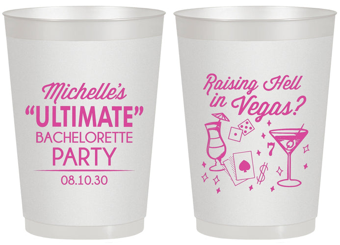 Personalized Bachelorette 20 oz Frosted Cups - Raising Hell In Vegas | 60196