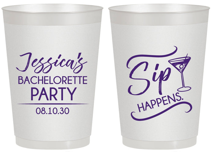 Personalized Bachelorette 20 oz Frosted Cups - Sip Happens | 60197