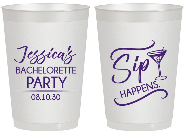 Personalized Bachelorette 20 oz Frosted Cups - Sip Happens | 60197