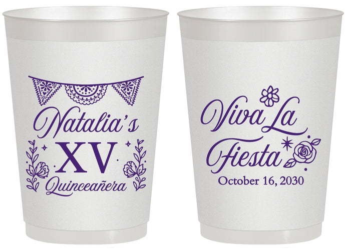 Personalized Quinceanera 20 oz Frosted Cups - Viva La Fiesta Quince | 70008
