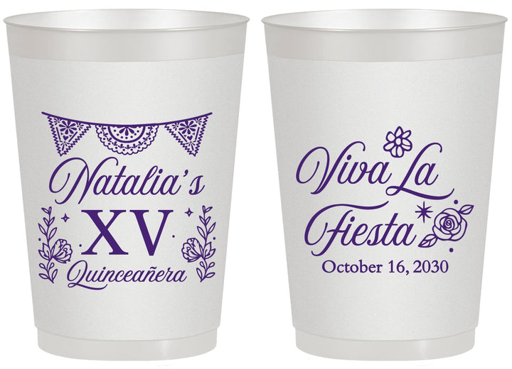 Personalized Quinceanera 20 oz Frosted Cups - Viva La Fiesta Quince | 70008
