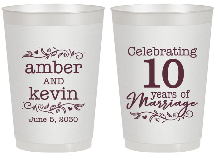 Personalized Anniversary 20 oz Frosted Cups - 10 Years Of Marriage | 80000
