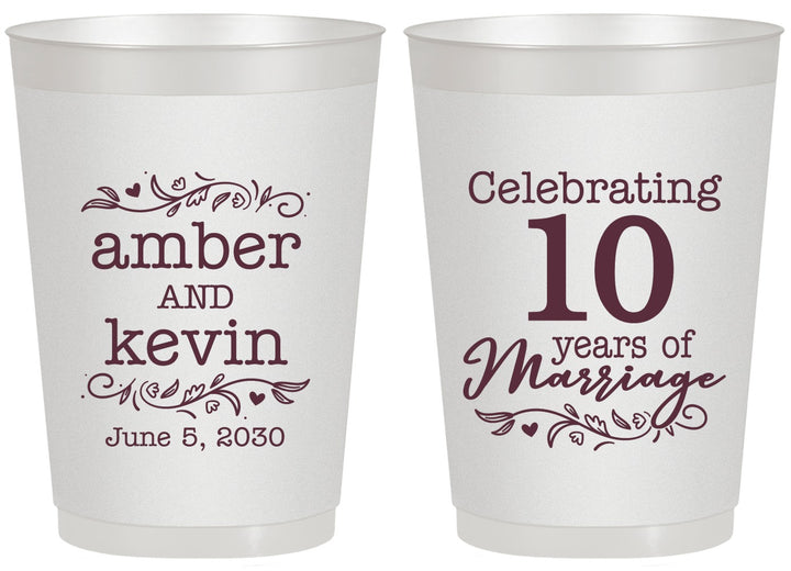 Personalized Anniversary 20 oz Frosted Cups - 10 Years Of Marriage | 80000