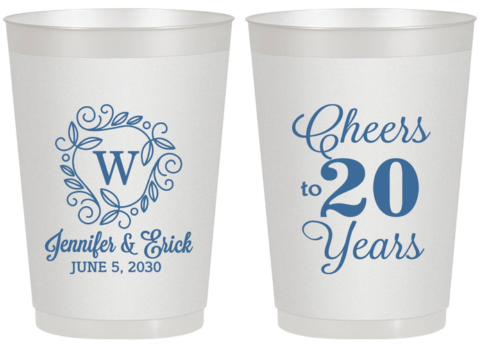 Personalized Anniversary 20 oz Frosted Cups - Cheers To 20 Years | 80001