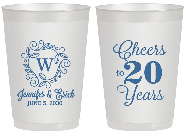 Personalized Anniversary 20 oz Frosted Cups - Cheers To 20 Years | 80001