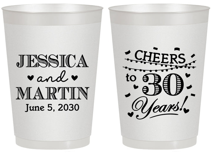 Personalized Anniversary 20 oz Frosted Cups - Cheers To 30 Years | 80003