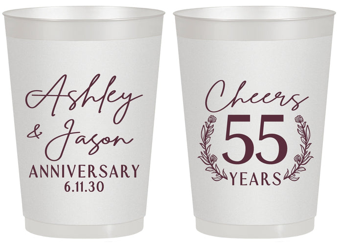 Personalized Anniversary 20 oz Frosted Cups - Cheers To 55 Years | 80008