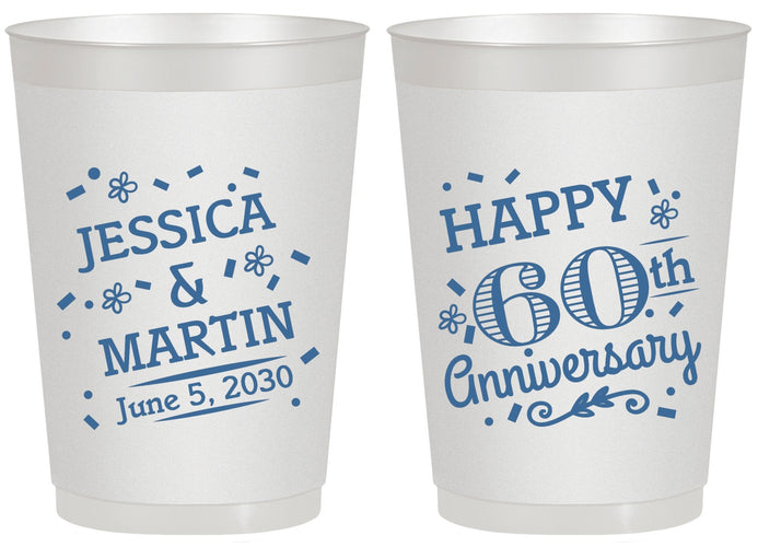 Personalized Anniversary 20 oz Frosted Cups - Cheers To 60 Years | 80009
